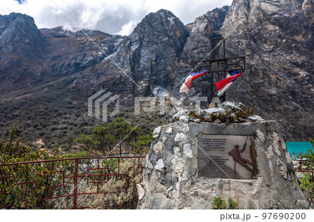monument to the Czechoslovak mountaineering expedition in Peru that perished in a landslide caused by the earthquake from Mount Huaskaran in 1970 97690200