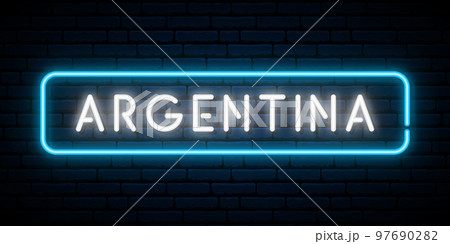 Argentina neon sign. Bright light signboard. Argentina neon sign. Bright light signboard. 97690282