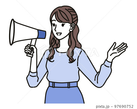メガホンを持つ女性 メガホンを持つ女性 97690752