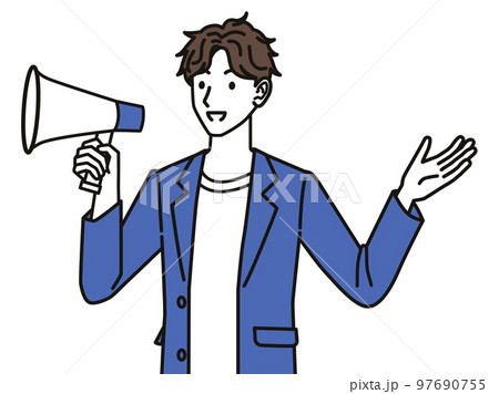 メガホンを持つ男性 97690755