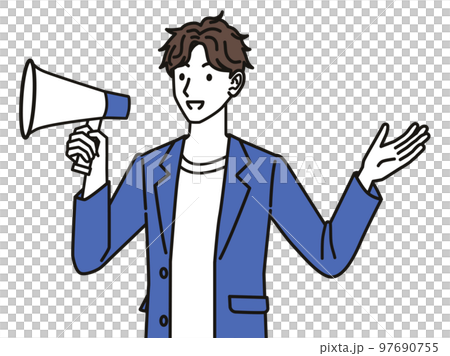 メガホンを持つ男性 97690755