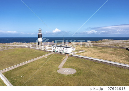 Aerial view of the Lighthouse on Tory Island, County Donegal, Republic of Ireland 97691013