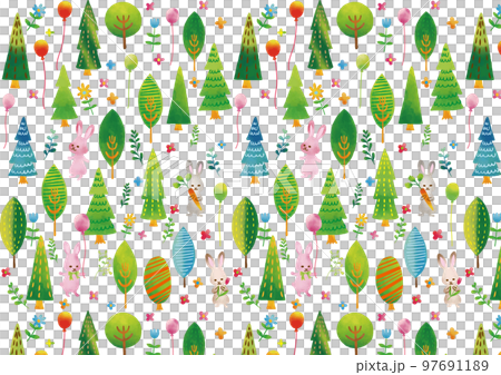 Scandinavian style rabbit and cute tree pattern Scandinavian style rabbit and cute tree pattern 97691189