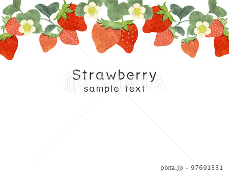 レトロなイチゴのフレームイラスト素材 97691331