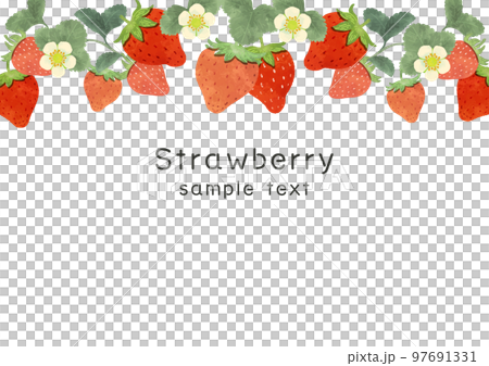 レトロなイチゴのフレームイラスト素材 97691331