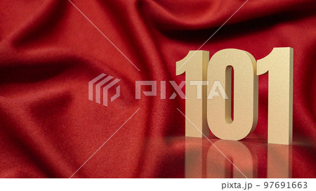 gold number 101 on red silk for business concept gold number 101 on red silk for business concept 97691663