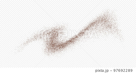 Flying coffee or chocolate powder, dust particles in motion, ground splash i 97692289