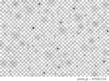 花　シンプルライン、線画、ナチュラル　美しい線画のボタニカル背景素材　Vector 97692316