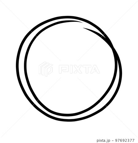 Hand drawn scribble circles set. Doodle circular logo design elements. Pencil or pen graffiti bubble 97692377