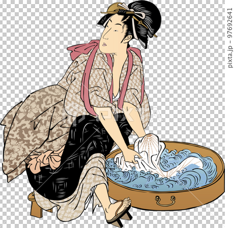Ukiyo-e Woman doing laundry Part 6 97692641