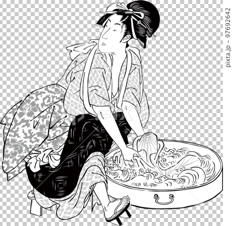 Ukiyo-e Woman doing laundry Part 5 97692642