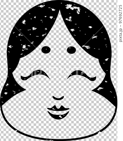 節分の版画　はんこ　スタンプ　お多福　おかめ　女性　イラスト素材 97692725