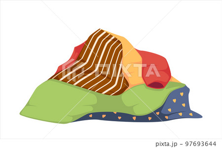 Dirty Clothes Pile Isolated on White Background. Messy Garment with Spots, Blobs and Stains of Food and Drink, Laundry 97693644