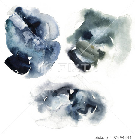 Watercolor Christmas set of blue, green and white textures. Hand painted winter illustration with stains of sea foam isolated on white background. For design, print, fabric or background. Watercolor Christmas set of blue, green and white textures. Hand painted winter illustration with stains of sea foam isolated on white background. For design, print, fabric or background. 97694344