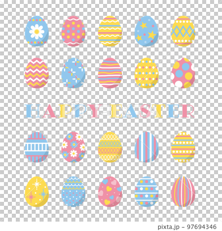 Pastel color Easter egg illustration / shadowed 97694346