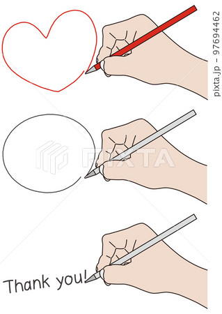 ペンでハート、丸、 thankyouを書く セット ペンでハート、丸、 thankyouを書く セット 97694462