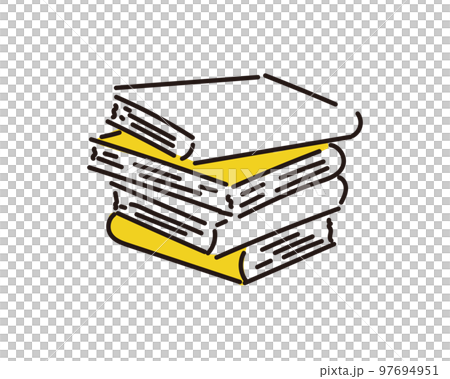 積読　積まれた本　積ん読　イラスト 97694951