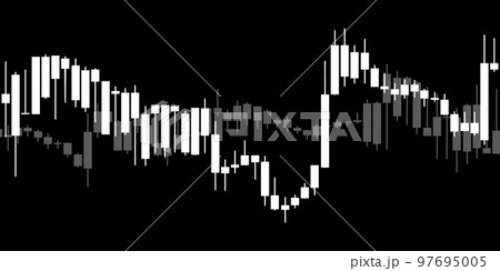 Black and white Japanese candlestick graph chart on white background 97695005