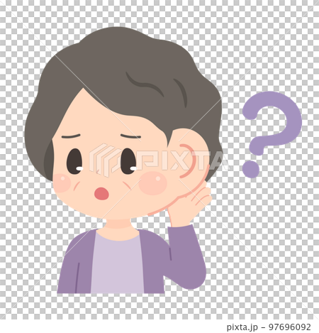 Hearing loss_illustration of deaf grandma Hearing loss_illustration of deaf grandma 97696092