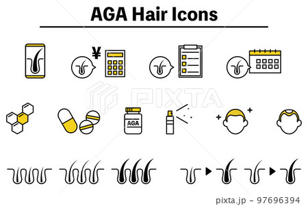 AGA（薄毛治療）の治療イメージアイコンセット、AGAのイメージ 97696394