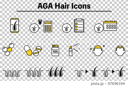 AGA（薄毛治療）の治療イメージアイコンセット、AGAのイメージ 97696394