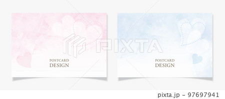 シンプルなハートで描いたポストカードデザインD 97697941