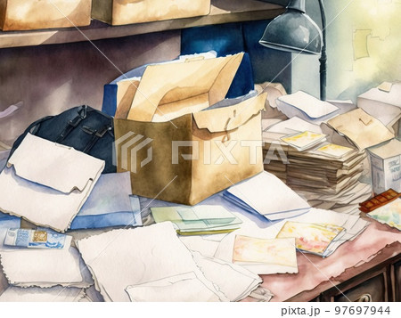 書類だらけの机 97697944