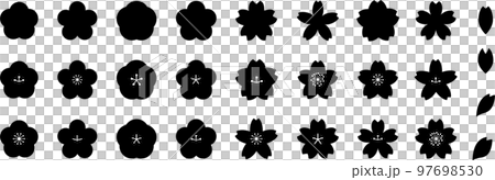 Plum and cherry silhouette icon set 97698530