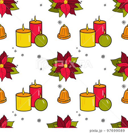 vector flat seamless pattern New Year s, Christmas decorations 97699089