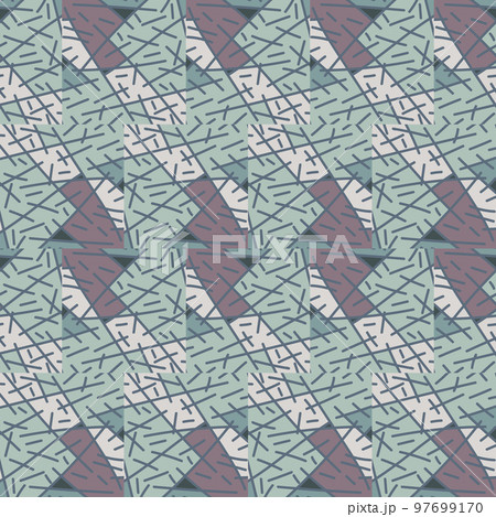 Vintage ethnic line ornament. Hand drawn tribal geometric tile. Random lines mosaic seamless pattern. Vintage ethnic line ornament. Hand drawn tribal geometric tile. Random lines mosaic seamless pattern. 97699170