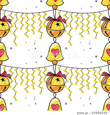 vector contur and pencil seamless pattern New Year s, Christmas decorations 97699349