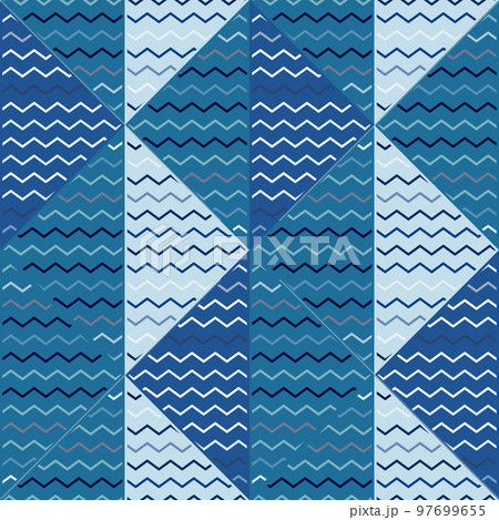 Hand drawn wavy seamless pattern. Abstract zig zag lines mosaic ornament 97699655
