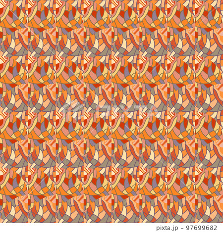 Decorative linear kaleidoscope mosaic ornament. Abstract shapes seamless pattern. Decorative linear kaleidoscope mosaic ornament. Abstract shapes seamless pattern. 97699682