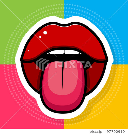 Cartoon lips. Pop art poster. Pop Art stickers. Vector illustration 97700910