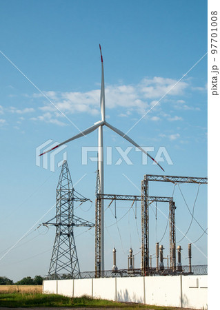 Wind turbine supports electricity distribution substation 97701008