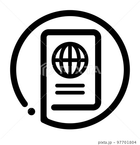 丸いパスポートのアイコン。海外旅行証明。ベクター。 97701804