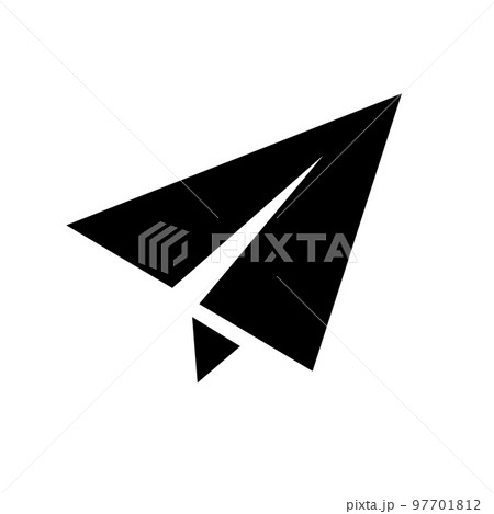 シンプルな紙飛行機のシルエットアイコン。電子メールやメッセージ送信のシンボル。ベクター。 97701812