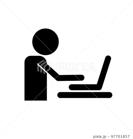 デスクワーク。机でパソコン作業する人。ベクター。 デスクワーク。机でパソコン作業する人。ベクター。 97701857