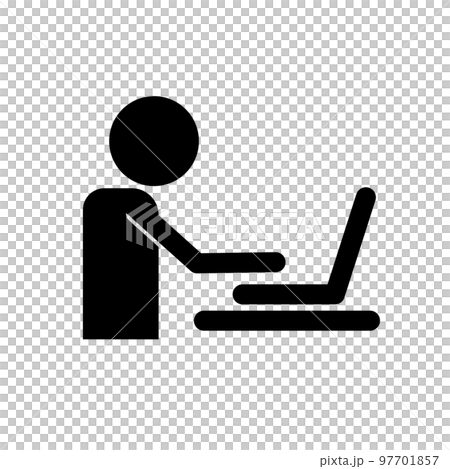 デスクワーク。机でパソコン作業する人。ベクター。 デスクワーク。机でパソコン作業する人。ベクター。 97701857