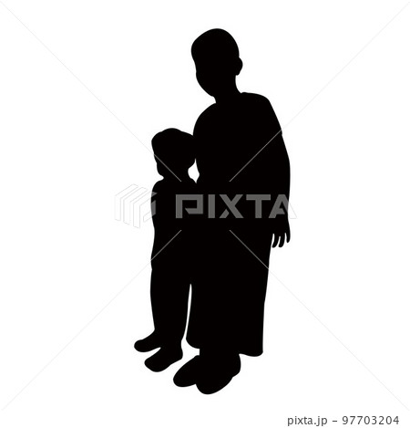children standing body, silhouette vector 97703204