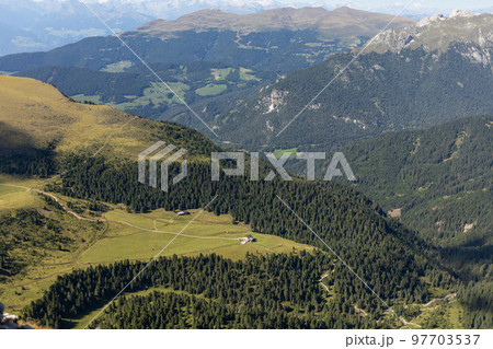 Summer Dolimites Alps high mountains panoramic view 97703537
