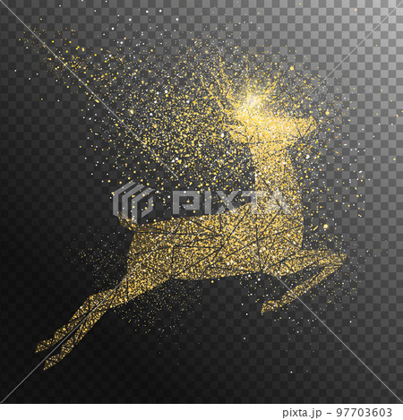 Christmas holiday gold glitter jumping deer transparent background Christmas holiday gold glitter jumping deer transparent background 97703603
