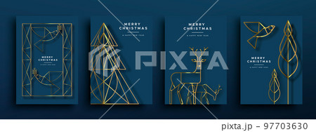 Merry Christmas and New Year blue set template cover Merry Christmas and New Year blue set template cover 97703630