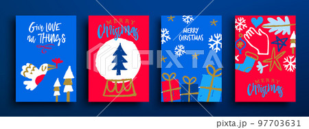Merry Christmas greeting card holiday doodle collection 97703631