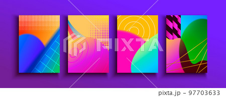 Abstract retro greeting card set collection 97703633