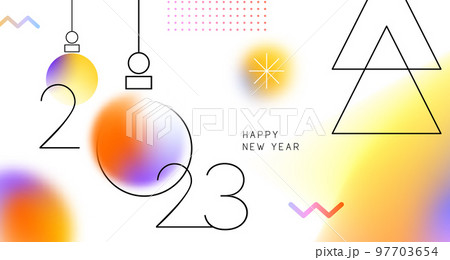 Happy New Year 2023 soft blur light bauble decoration banner 97703654