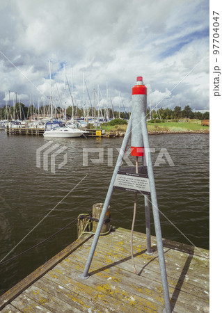 Signal rocket on the pier in Denmark 97704047