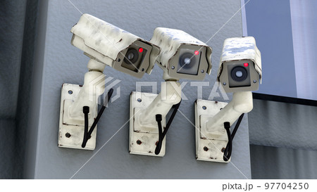 security camera cctv safety monitoring technology alarm system protection 3D illustration 97704250