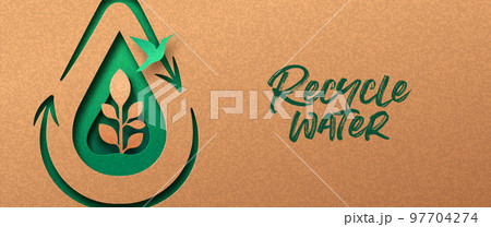 Recycle water green papercut nature banner concept 97704274