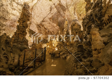 Karst Cave Postojnska-Jama formed by the Pivka river in Slovenia 97704302